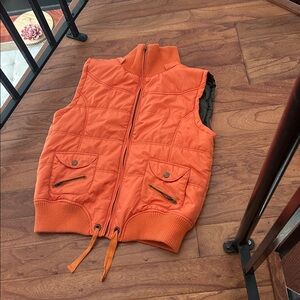 St. Bernard for Dunnes Stores Bright Orange Padded Puffer Vest Green Satin